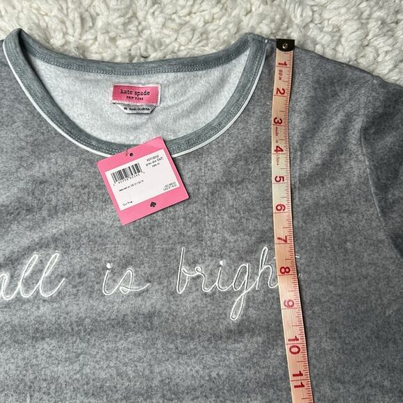 Kate Spade All is Bright Gray Embroidered Sweatshirt Super Soft Pullover Sweater - Picture 6 of 9
